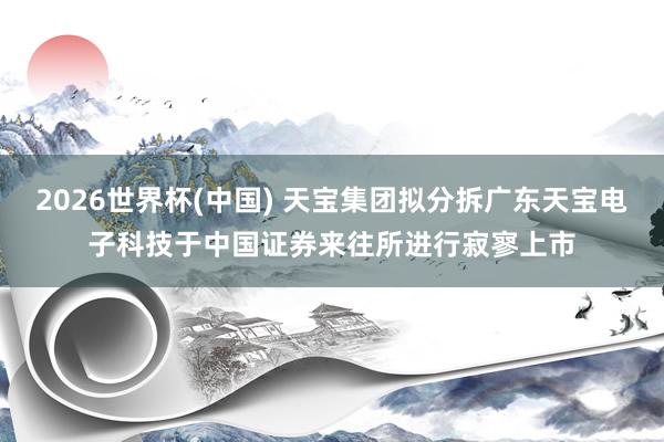 2026世界杯(中国) 天宝集团拟分拆广东天宝电子科技于中国证券来往所进行寂寥上市