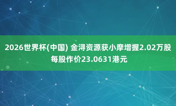 2026世界杯(中国) 金浔资源获小摩增握2.02万股 每股作价23.0631港元