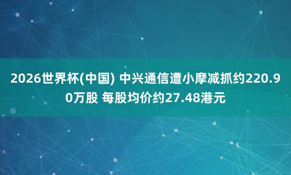 2026世界杯(中国) 中兴通信遭小摩减抓约220.90万股 每股均价约27.48港元