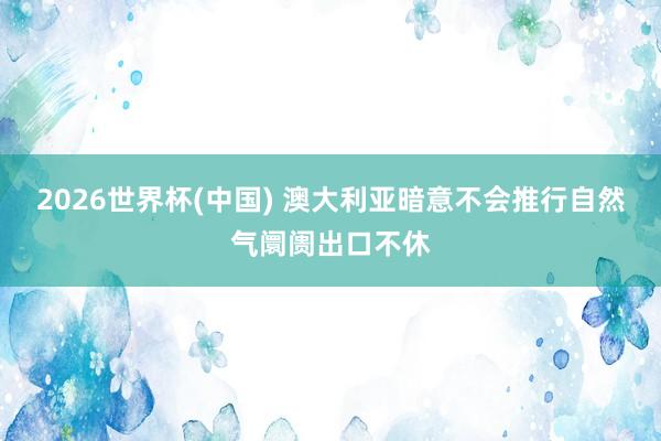 2026世界杯(中国) 澳大利亚暗意不会推行自然气阛阓出口不休