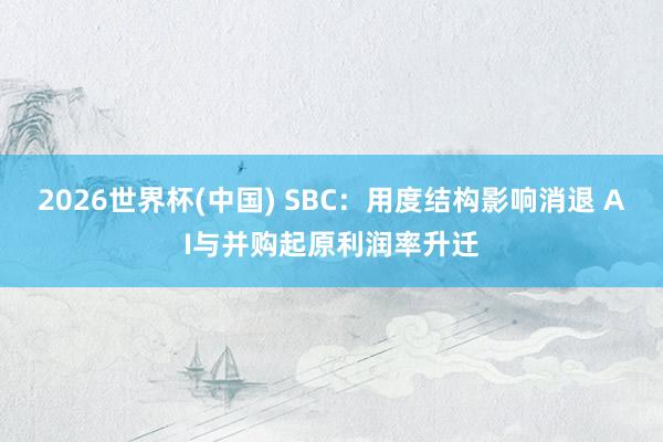 2026世界杯(中国) SBC:用度结构影响消退 AI与并购起原利润率升迁