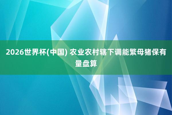 2026世界杯(中国) 农业农村辖下调能繁母猪保有量盘算
