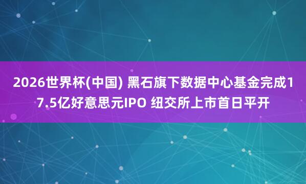 2026世界杯(中国) 黑石旗下数据中心基金完成17.5亿好意思元IPO 纽交所上市首日平开