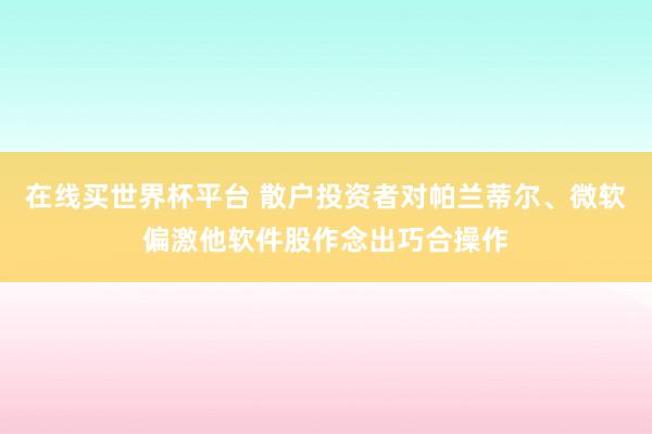 在线买世界杯平台 散户投资者对帕兰蒂尔、微软偏激他软件股作念出巧合操作