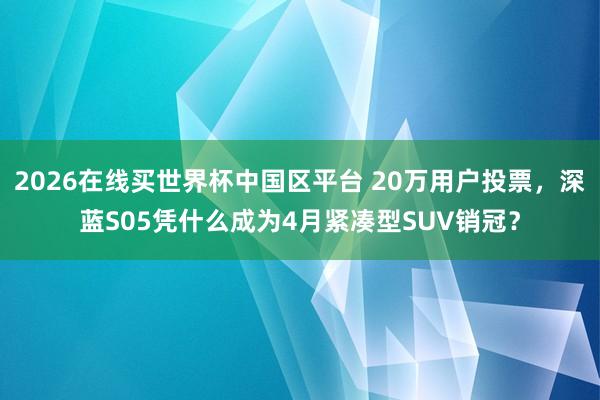 2026在线买世界杯中国区平台 20万用户投票,深蓝S05凭什么成为4月紧凑型SUV销冠?