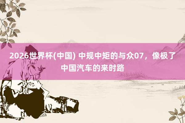 2026世界杯(中国) 中规中矩的与众07，像极了中国汽车的来时路