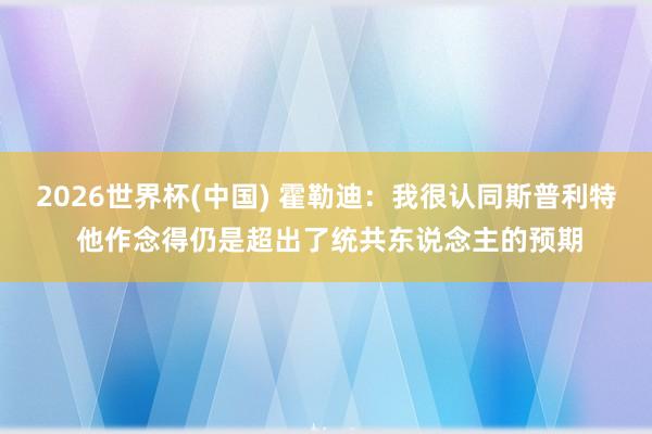 2026世界杯(中国) 霍勒迪：我很认同斯普利特 他作念得仍是超出了统共东说念主的预期
