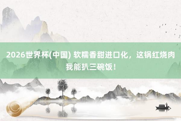 2026世界杯(中国) 软糯香甜进口化,这锅红烧肉我能扒三碗饭!