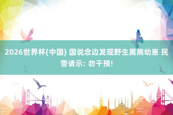 2026世界杯(中国) 国说念边发现野生黑熊幼崽 民警请示: 勿干预!