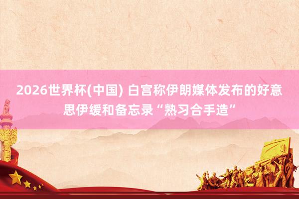 2026世界杯(中国) 白宫称伊朗媒体发布的好意思伊缓和备忘录“熟习合手造”