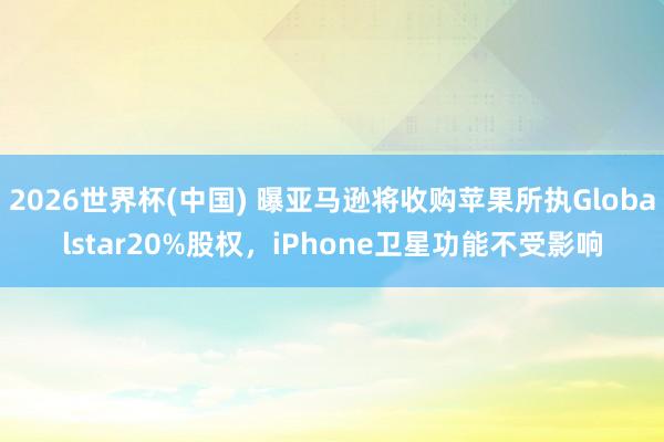 2026世界杯(中国) 曝亚马逊将收购苹果所执Globalstar20%股权，iPhone卫星功能不受影响