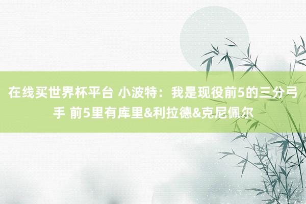 在线买世界杯平台 小波特：我是现役前5的三分弓手 前5里有库里&利拉德&克尼佩尔