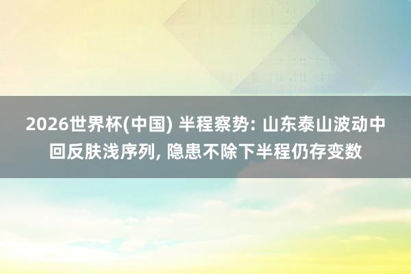 2026世界杯(中国) 半程察势: 山东泰山波动中回反肤浅序列, 隐患不除下半程仍存变数