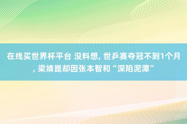 在线买世界杯平台 没料想, 世乒赛夺冠不到1个月, 梁靖崑却因张本智和“深陷泥潭”