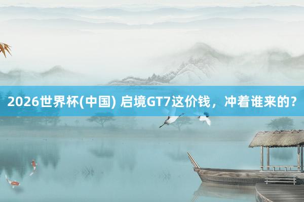 2026世界杯(中国) 启境GT7这价钱,冲着谁来的?