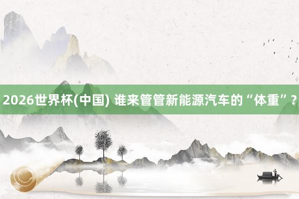 2026世界杯(中国) 谁来管管新能源汽车的“体重”?