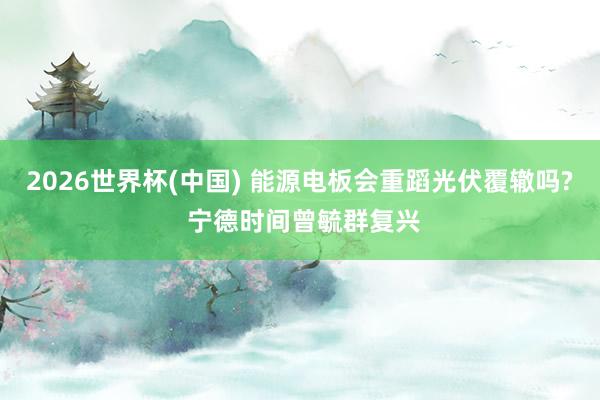 2026世界杯(中国) 能源电板会重蹈光伏覆辙吗? 宁德时间曾毓群复兴