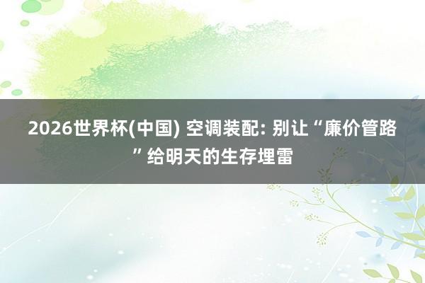 2026世界杯(中国) 空调装配: 别让“廉价管路”给明天的生存埋雷