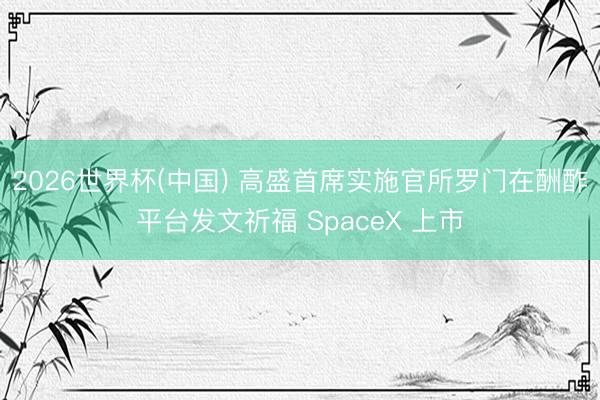2026世界杯(中国) 高盛首席实施官所罗门在酬酢平台发文祈福 SpaceX 上市